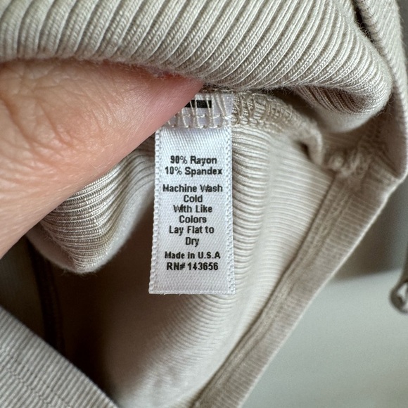 JOAH BROWN Tan/nude STITCH MOCK NECK LONG SLEEVE in Dune flex rib - Picture 8 of 8